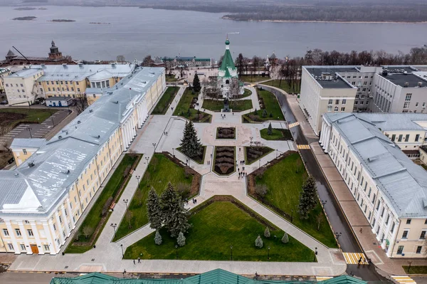 Una Vista Panorámica Desde Dron Del Centro Histórico Nizhny Novgorod Imagen De Stock