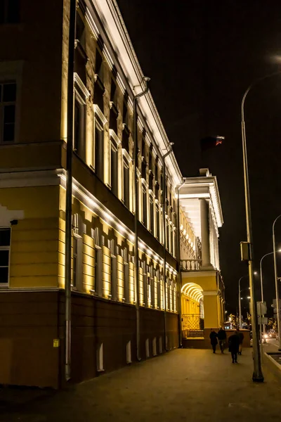 Historyczne Centrum Pobliżu Kamienia Kreml Nocy Niżnym Nowogrodzie — Zdjęcie stockowe