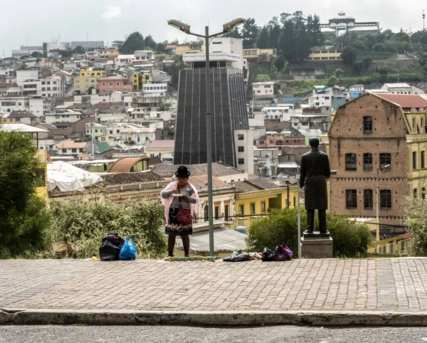 Cityscape Local People Different Angles Mountainous Capital Ecuador Quito — 图库照片