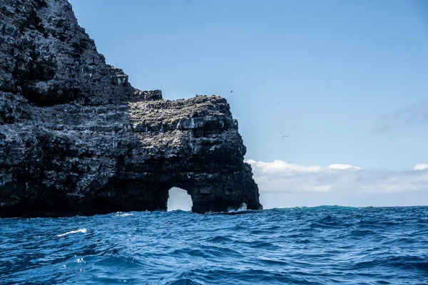 Uninhabited Islands Galapagos Orchipelago Safari Ship Background Sea — Stok fotoğraf