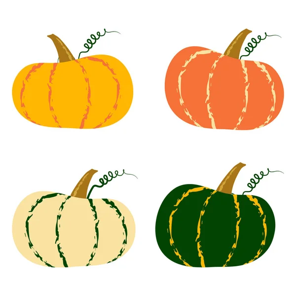 Ensemble plat de vecteur de citrouille dans la palette d'automne, eps10 — Image vectorielle