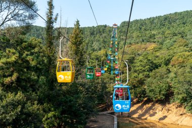 Liugong Adası Sahne Spot, Weihai, Shandong, Çin 'de yüksek irtifa teleferiği.
