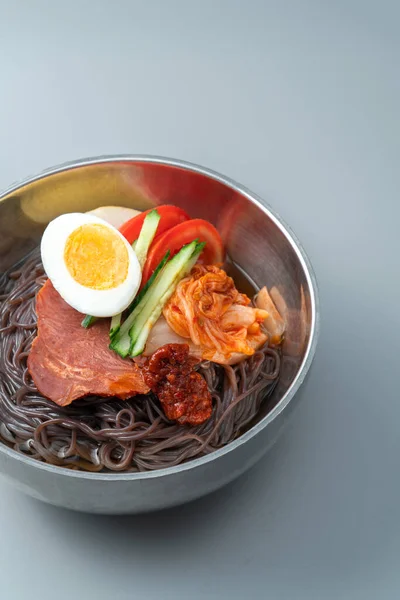 Bowl Korean Cold Noodles White Background — Stock Photo, Image