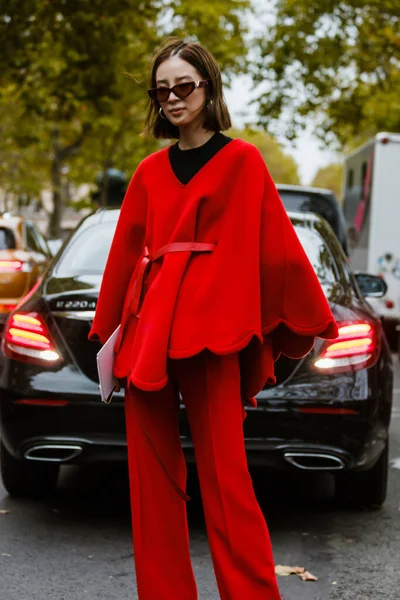 Париж Франция Сентября 2019 Года Гость Перед Показом Мод Валентино — стоковое фото