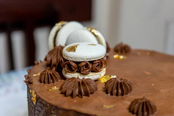 Ciasto Czekoladowe Makaronami — Zdjęcie stockowe