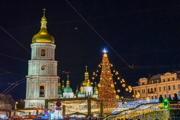 Kyiv Ukraine December 2021 Christmas Tree Sofiivska Square Kyiv Ukraine — Photo