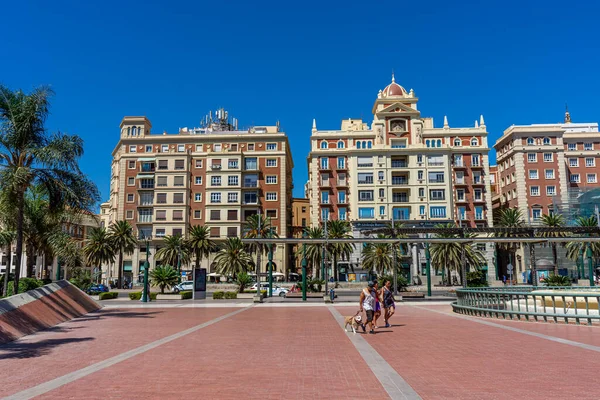 Malaga España Septiembre 2022 Caminata Por Fuente Plaza Marina Málaga — Foto de Stock