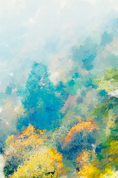 Digitale Malerei Des Herbstbaums Mit Gelben Blättern — Stockfoto