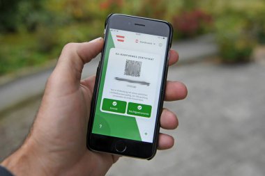 Cep telefonu, Avusturya ve Avrupa 'da Corona aşısı için dijital 
