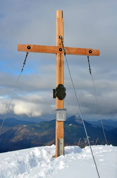 Cruz Cumbre Regenspitz Otoño Hintersee Salzburgo Austria Europa — Foto de Stock