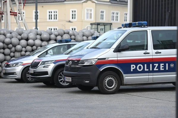 Проверка Коронного Комендантского Часа Невакцинированных Людей Полицией Линце Австрия Европа — стоковое фото