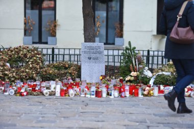 2 Kasım 2020 'de Viyana' da gerçekleştirilen terörist saldırısının kurbanları için anıt taşı.