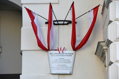 Avusturya Federal Başkanı 'nın Viyana' daki Hofburg bürosunun işareti.