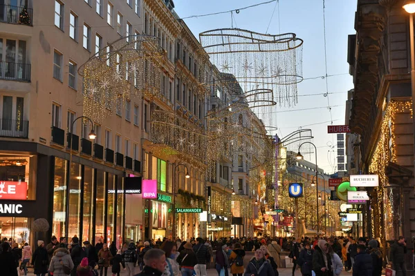 Pazar Caddesi Kaerntner Caddesi Viyana Kışın Avusturya Avrupa — Stok fotoğraf