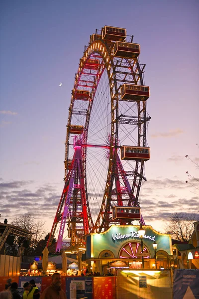 Riesenrad Abend Großen Freizeitpark Prater Wien Österreich Europa — Stockfoto
