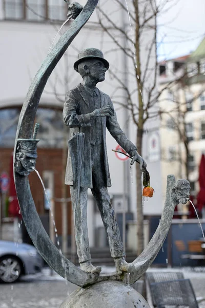 Statue Des Berühmten Komikers Karl Valentin Auf Dem Viktualienmarkt München — Stockfoto