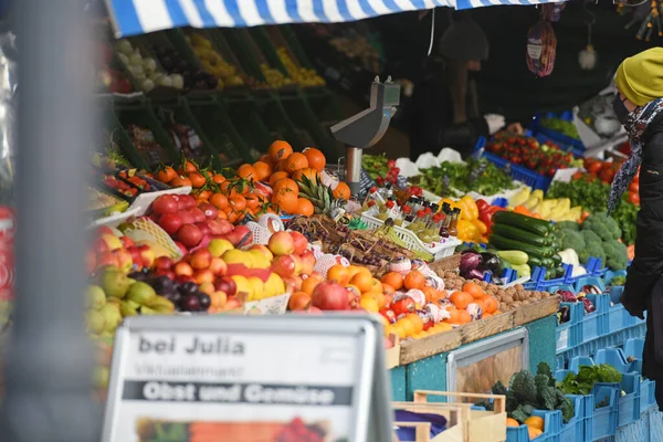 Conhecido Mercado Verde Viktualienmarkt Munique Baviera Alemanha — Fotografia de Stock