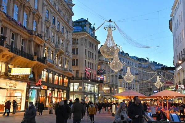 Graben Viyana Şehir Merkezinde Kışın Avusturya Avrupa — Stok fotoğraf