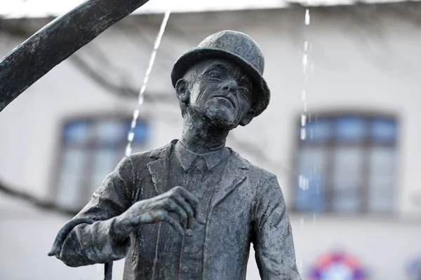 Statue Des Berühmten Komikers Karl Valentin Auf Dem Viktualienmarkt München — Stockfoto