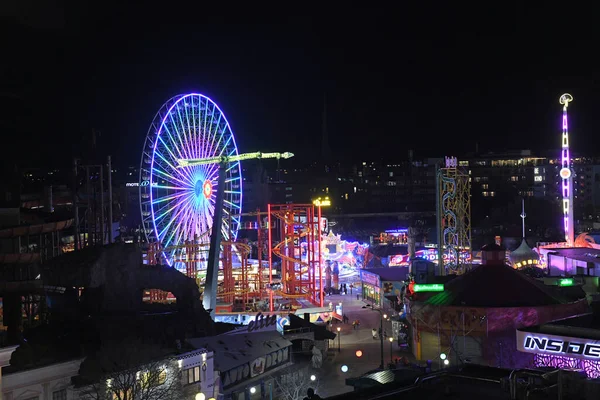 Der Große Vergnügungspark Prater Wien Bei Nacht Österreich Europa — Stockfoto