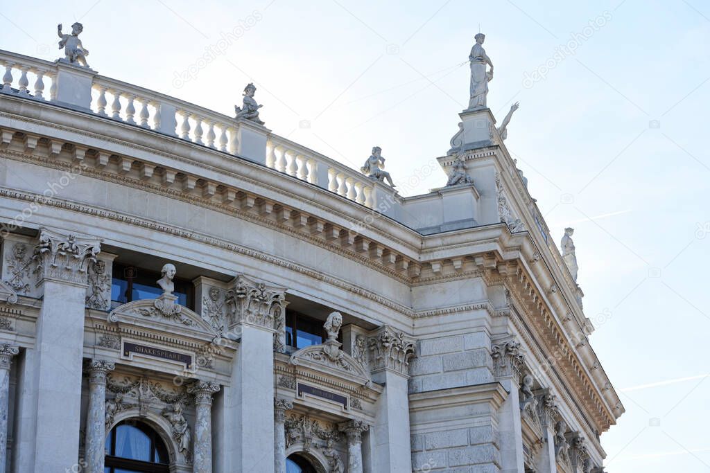 Facade of the famous Burgtheater in Vienna, Austria