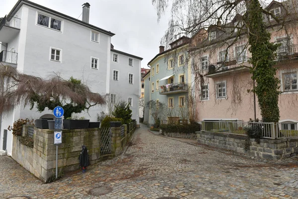 Casco Antiguo Passau Danubio Bajo Lluvia Invierno Baviera —  Fotos de Stock