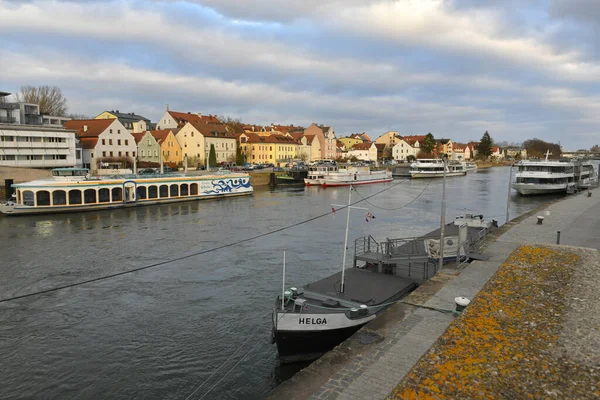 Cidade Velha Regensburg Danúbio Chuva Inverno Baviera — Fotografia de Stock