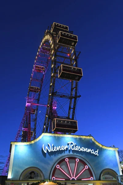 Ferris Wheel Evening Large Amusement Park Prater Vienna Austria Europ — Fotografia de Stock