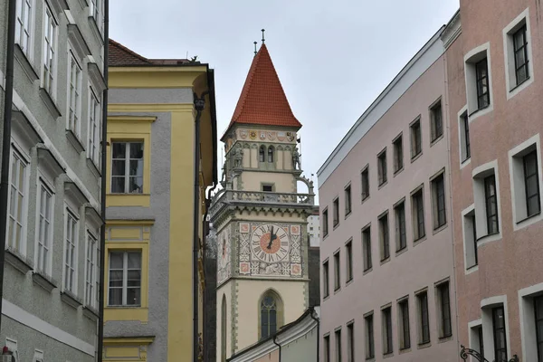 Cidade Velha Passau Danúbio Chuva Inverno Baviera — Fotografia de Stock