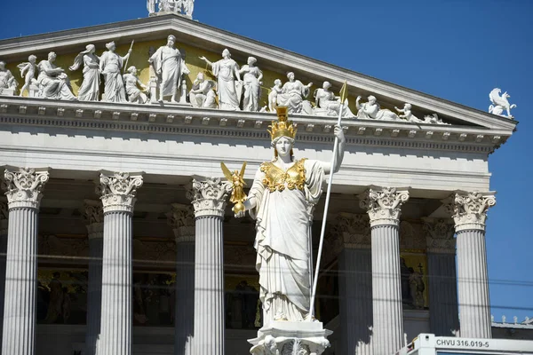 Odnowiony Parlament Austriacki Pallas Athene Ringstrasse Wiedniu — Zdjęcie stockowe