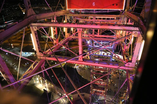 Roda Gigante Noite Grande Parque Diversões Prater Viena Áustria Europa — Fotografia de Stock
