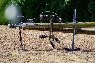 Power pole lying on the ground