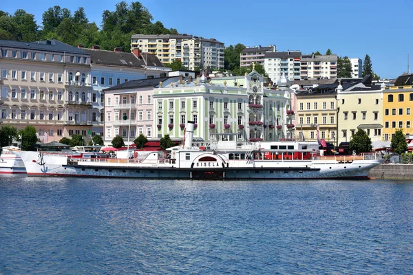 Steam Boat Gisela Front Town Hall Gmunden Lake Traunsee Salzkammergut — Foto de Stock