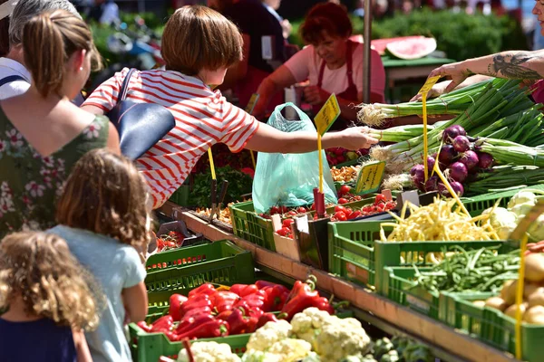 Gmunden, Yukarı Avusturya 'da haftalık yeşil pazar; Avusturya, Avrupa