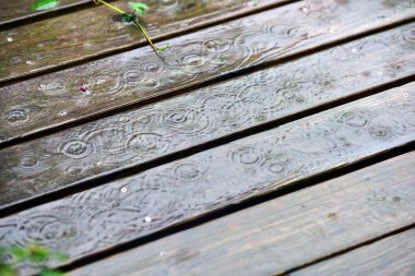 Rain on a wooden deck