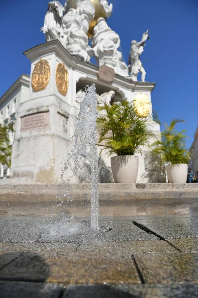 Fountain Front Plague Column Town Square Spa Town Baden Vienna — Photo