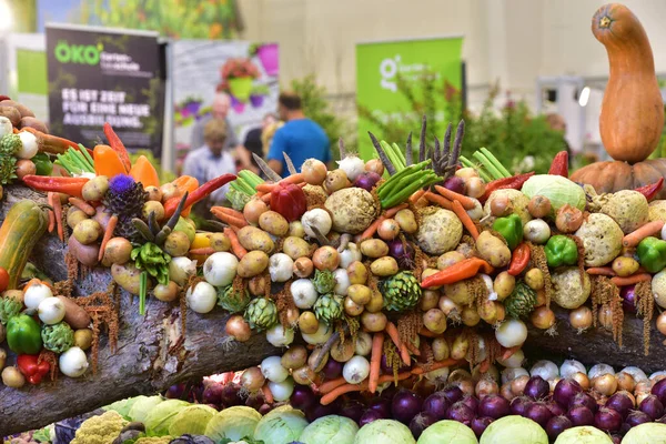 Decoration with different types of vegetables at a garden fair in Austria