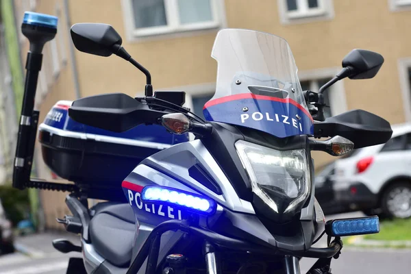 Motocicleta Policial Acción Linz Austria — Foto de Stock