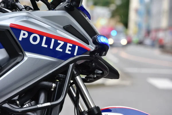 Moto Della Polizia Azione Linz Austria — Foto Stock