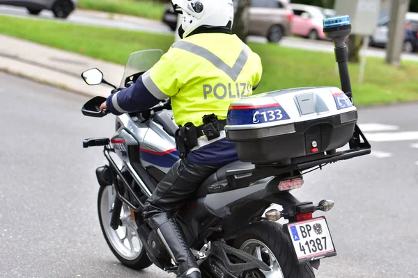 Moto Della Polizia Azione Linz Austria — Foto Stock