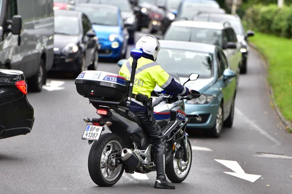 Avusturya Linz Polis Motosikleti Görev Başında — Stok fotoğraf