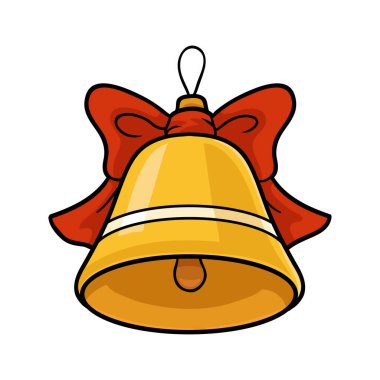 Çocuklar için çizgi film çizimi, yaylı çan. İzole edilmiş Noel ağacı oyuncağı