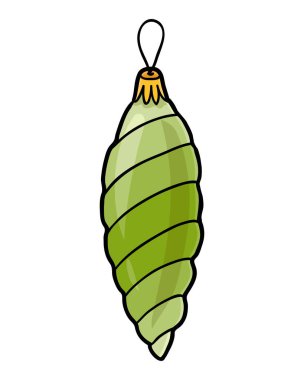 Çocuklar için çizgi film çizimi, yeşil cam koni. İzole edilmiş Noel ağacı oyuncağı