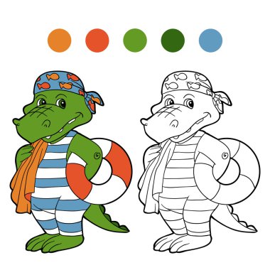 Coloring book (crocodile) clipart