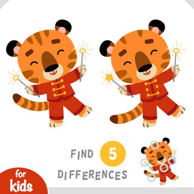 Farkı bul, çocuklar için eğitici bir oyun, Kaplan ve maytaplar