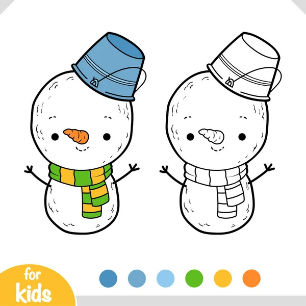Målarbok För Barn Söt Snowman — Stock vektor