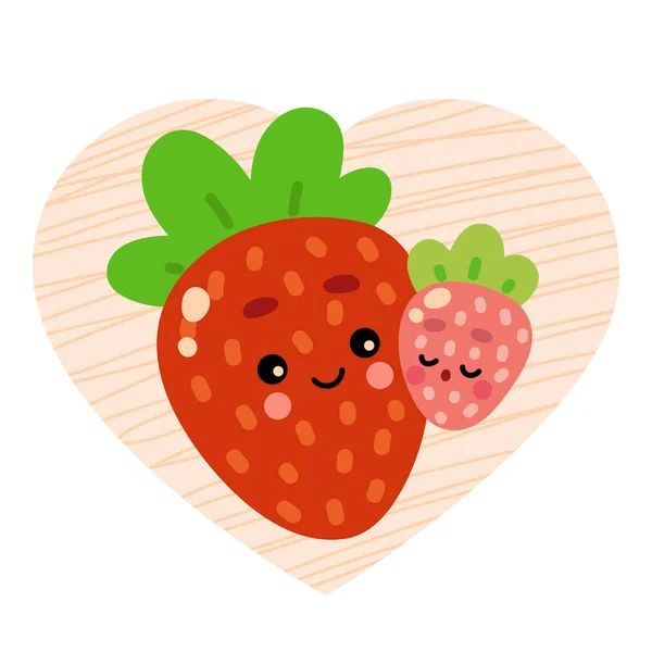Vektor Illustration Für Kinder Cartoon Figuren Zwei Erdbeeren — Stockvektor