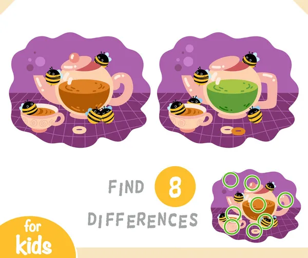 Βρείτε Διαφορές Εκπαιδευτικό Παιχνίδι Για Παιδιά Cartoon Εικόνα Τσαγιέρα Και — Διανυσματικό Αρχείο