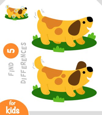 Farklılık bul, çocuklar için eğitici bir oyun, muz köpeği