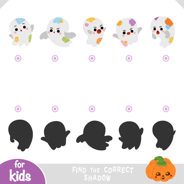 找到正确的影子 为孩子们设计教育游戏 设置鬼怪角色 — 图库矢量图片